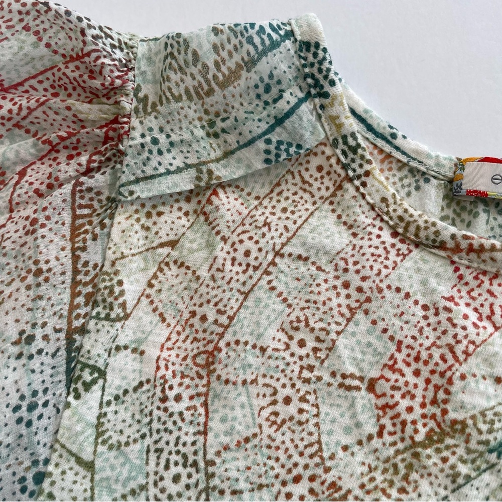 Anthropologie Eri + Ali Briony Batwing Sleeve Top Green, Orange, Blue and Ivory - Picture 12 of 16